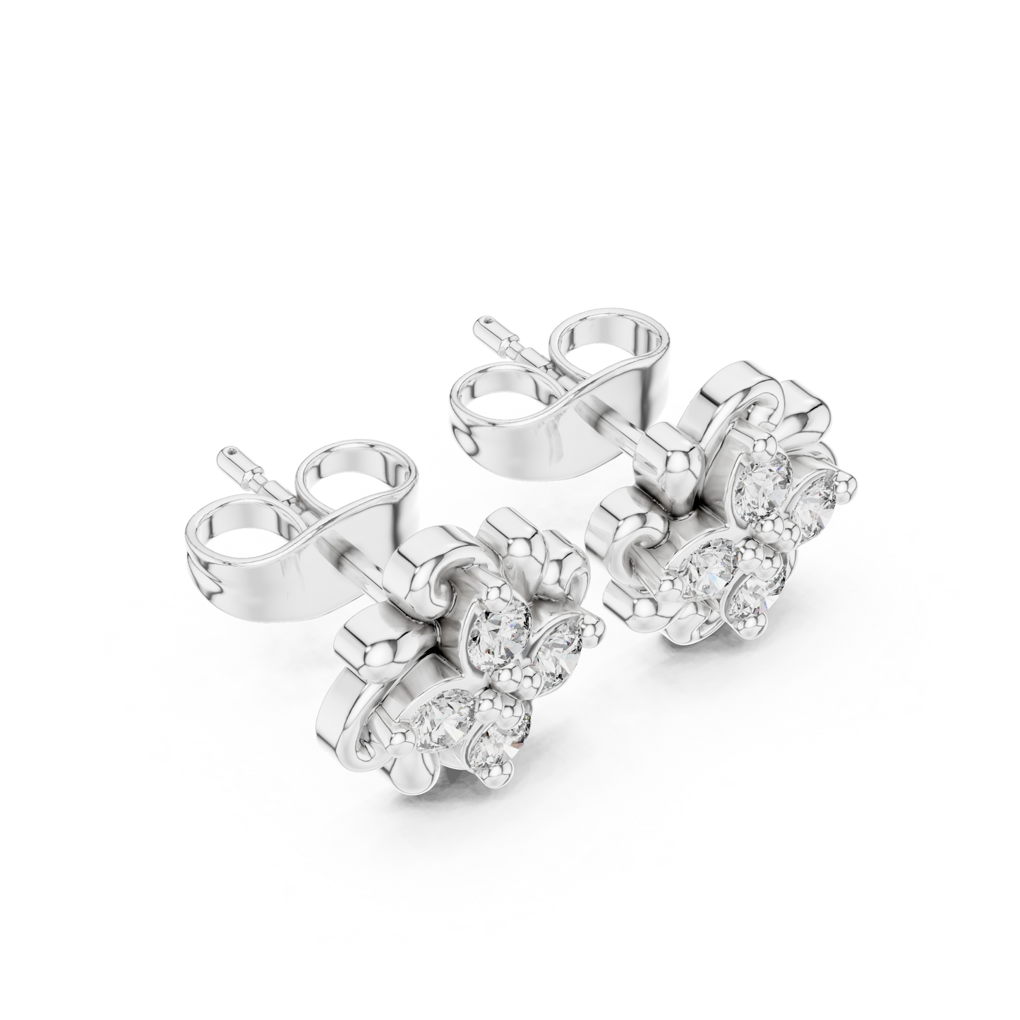 Minimalist Flower Earrings, CZ Floral Stud Earrings, Delicate Silver Studs, Simple Elegant Earrings, Gift for Mom