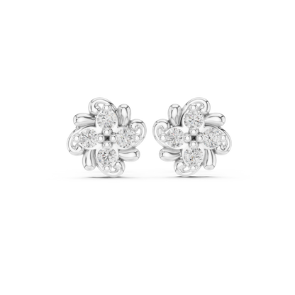 Minimalist Flower Earrings, CZ Floral Stud Earrings, Delicate Silver Studs, Simple Elegant Earrings, Gift for Mom