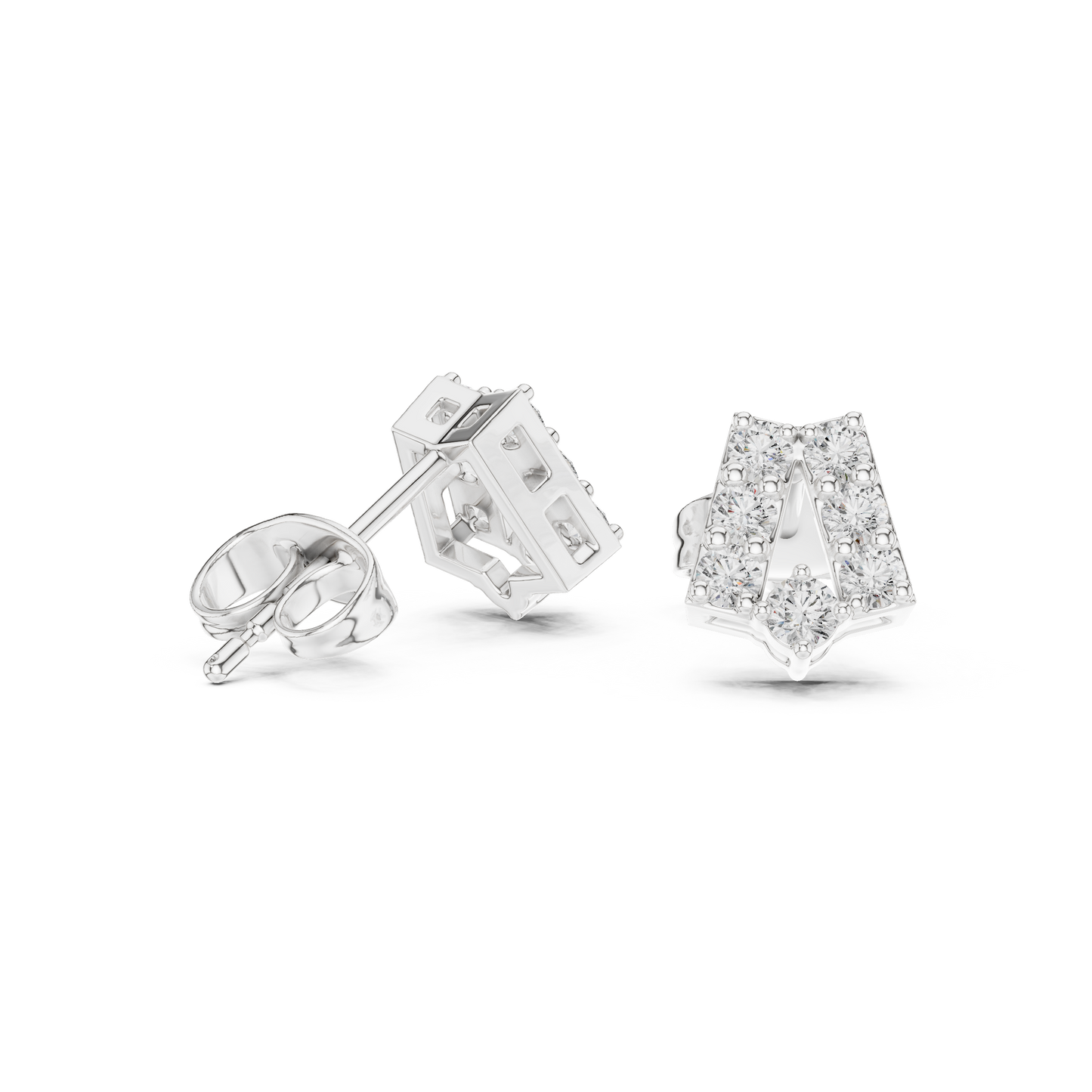 Personalized Diamond Letter Earrings, Initial A Studs, Elegant Everyday Silver Jewelry