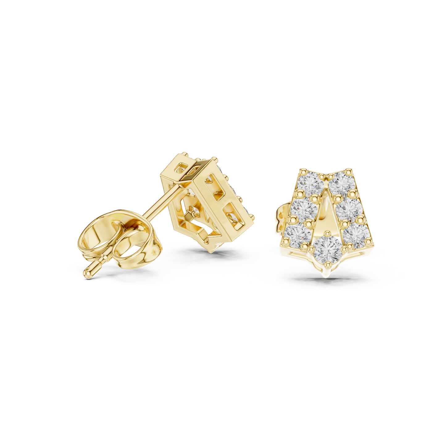 Personalized Diamond Letter Earrings, Initial A Studs, Elegant Everyday Silver Jewelry