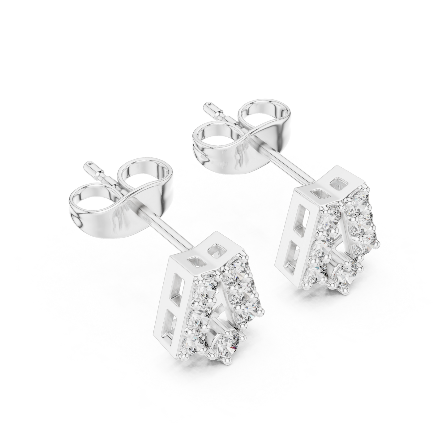 Personalized Diamond Letter Earrings, Initial A Studs, Elegant Everyday Silver Jewelry