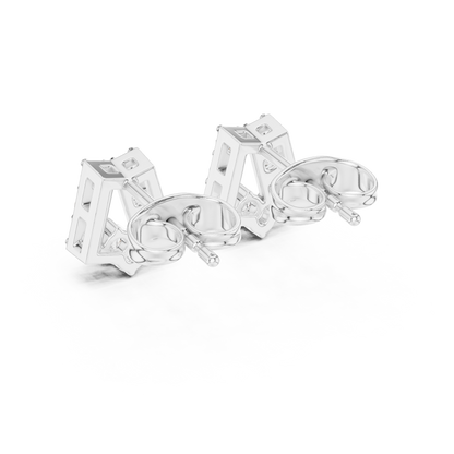 Personalized Diamond Letter Earrings, Initial A Studs, Elegant Everyday Silver Jewelry