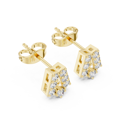 Personalized Diamond Letter Earrings, Initial A Studs, Elegant Everyday Silver Jewelry