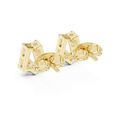 Personalized Diamond Letter Earrings, Initial A Studs, Elegant Everyday Silver Jewelry