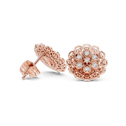 Quiet Luxury Diamond Flower Studs, Minimal Heirloom Floral Earrings in 925 Sterling Silver