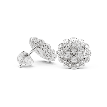 Quiet Luxury Diamond Flower Studs, Minimal Heirloom Floral Earrings in 925 Sterling Silver