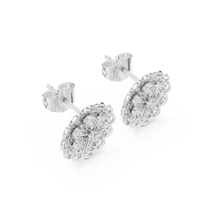 Quiet Luxury Diamond Flower Studs, Minimal Heirloom Floral Earrings in 925 Sterling Silver