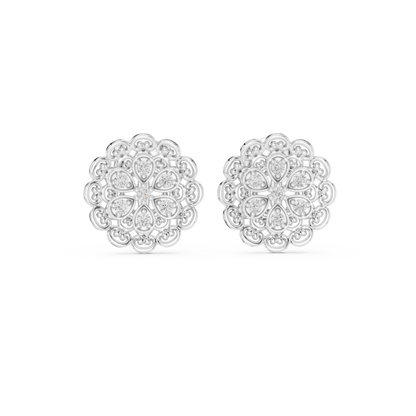 Quiet Luxury Diamond Flower Studs, Minimal Heirloom Floral Earrings in 925 Sterling Silver