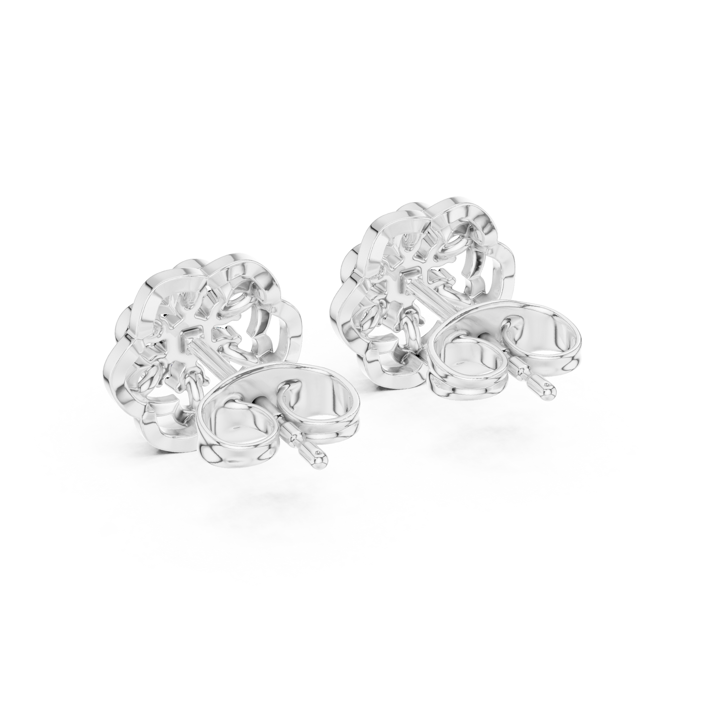 Flux Bloom Spark Diamond Studs – Dynamic Floral Gold Shine -Anniversary Gift For Her