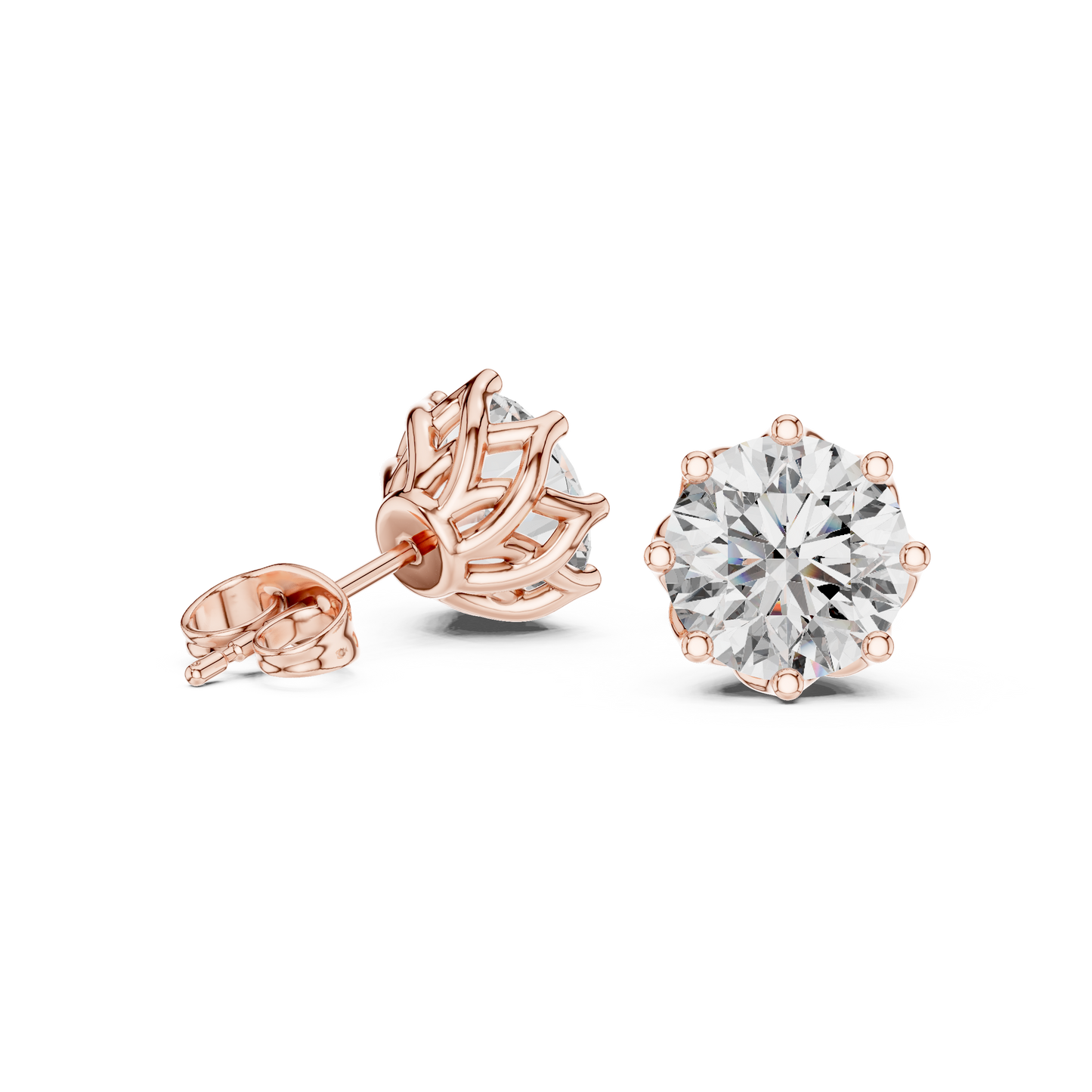 Moissanite Stud Earrings, Round Cut Solitaire Studs, Bridal Earrings, Minimalist Diamond Look Earrings, Gift for Her