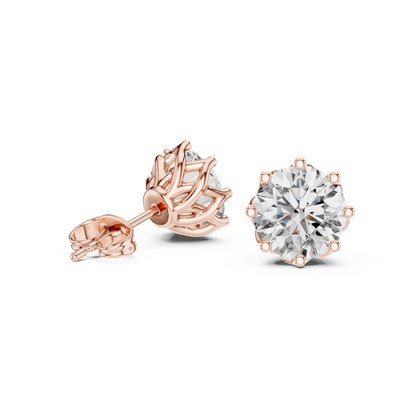 Moissanite Stud Earrings, Round Cut Solitaire Studs, Bridal Earrings, Minimalist Diamond Look Earrings, Gift for Her