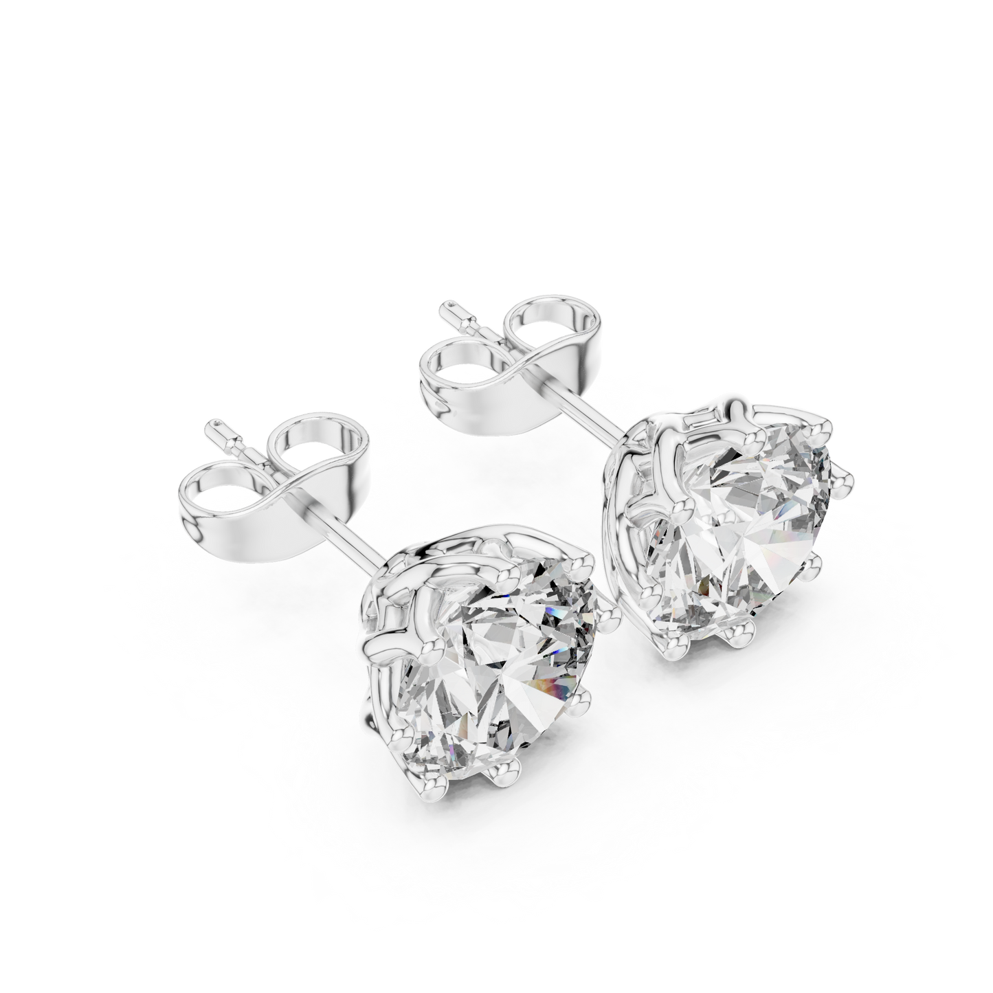 Moissanite Stud Earrings, Round Cut Solitaire Studs, Bridal Earrings, Minimalist Diamond Look Earrings, Gift for Her