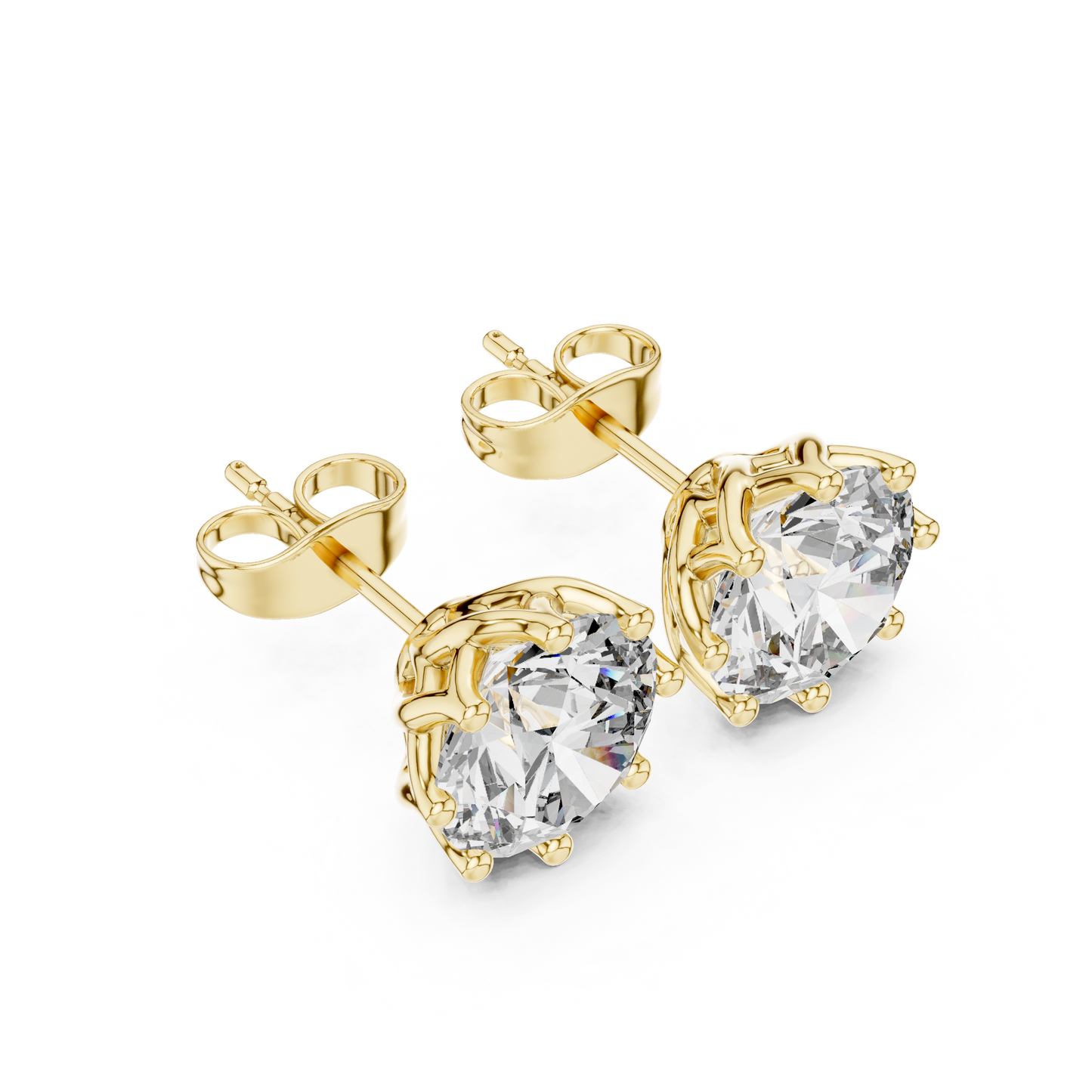 Moissanite Stud Earrings, Round Cut Solitaire Studs, Bridal Earrings, Minimalist Diamond Look Earrings, Gift for Her