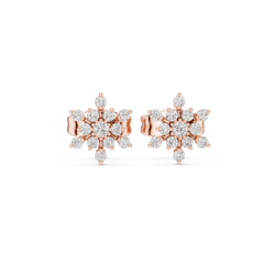 Tiny Snowflake Diamond Earrings • 14K Gold Cluster Studs • Minimalist Sparkle Earrings for Women