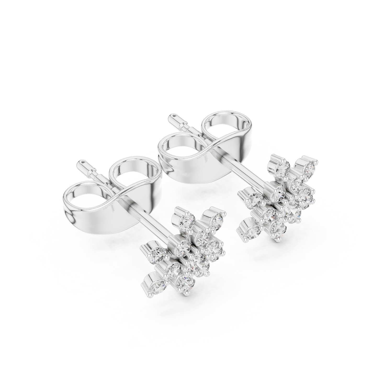 Tiny Snowflake Diamond Earrings • 14K Gold Cluster Studs • Minimalist Sparkle Earrings for Women