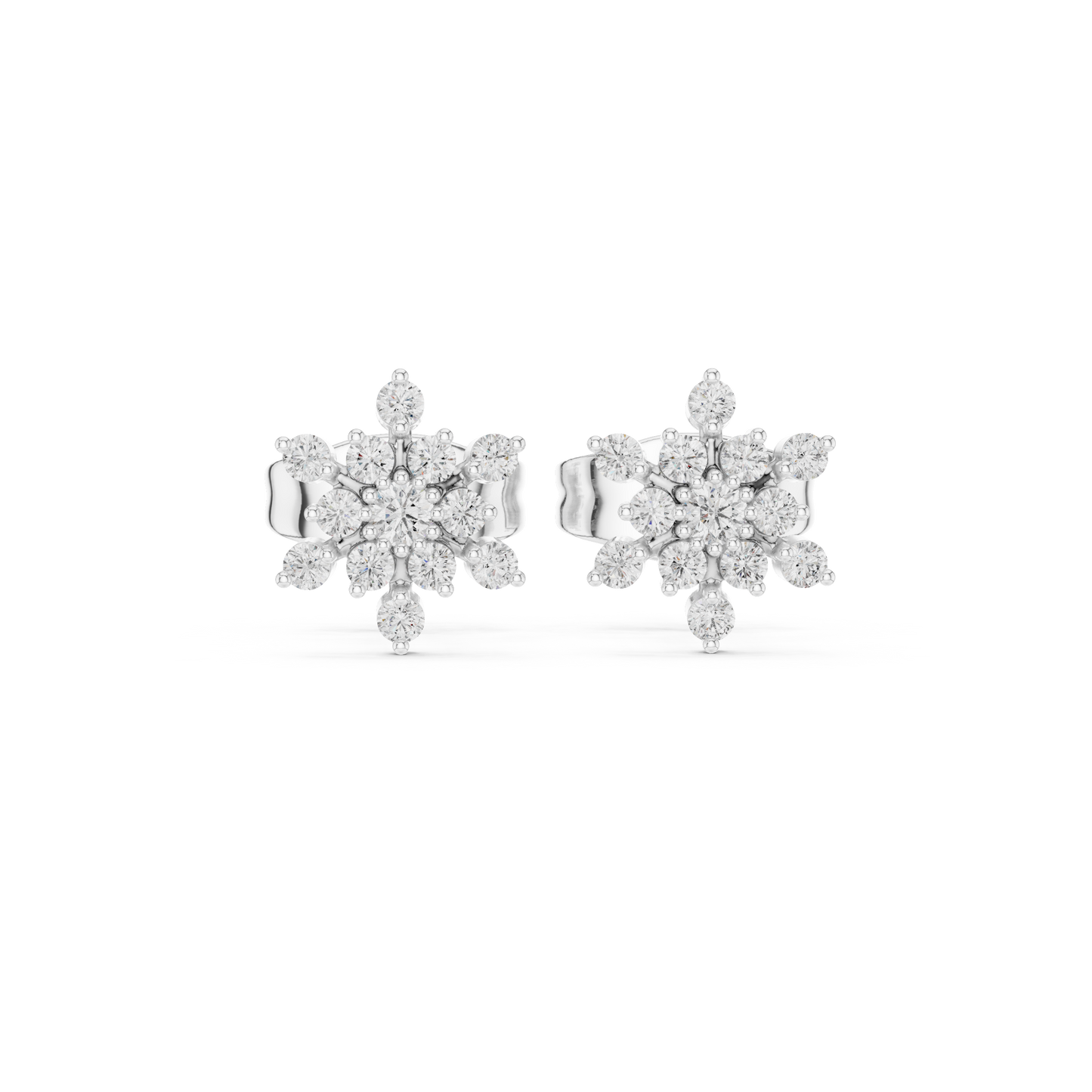 Tiny Snowflake Diamond Earrings • 14K Gold Cluster Studs • Minimalist Sparkle Earrings for Women