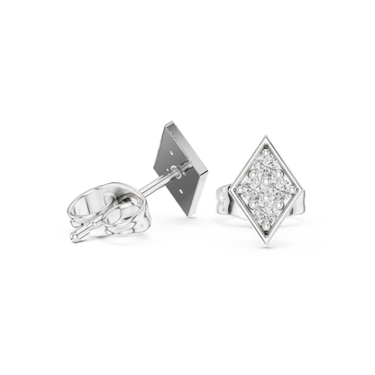 Rhombus Aura Diamond Studs • Precision Geo Cluster • Solid Gold Shimmer Studs