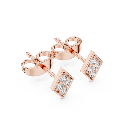 Rhombus Aura Diamond Studs • Precision Geo Cluster • Solid Gold Shimmer Studs