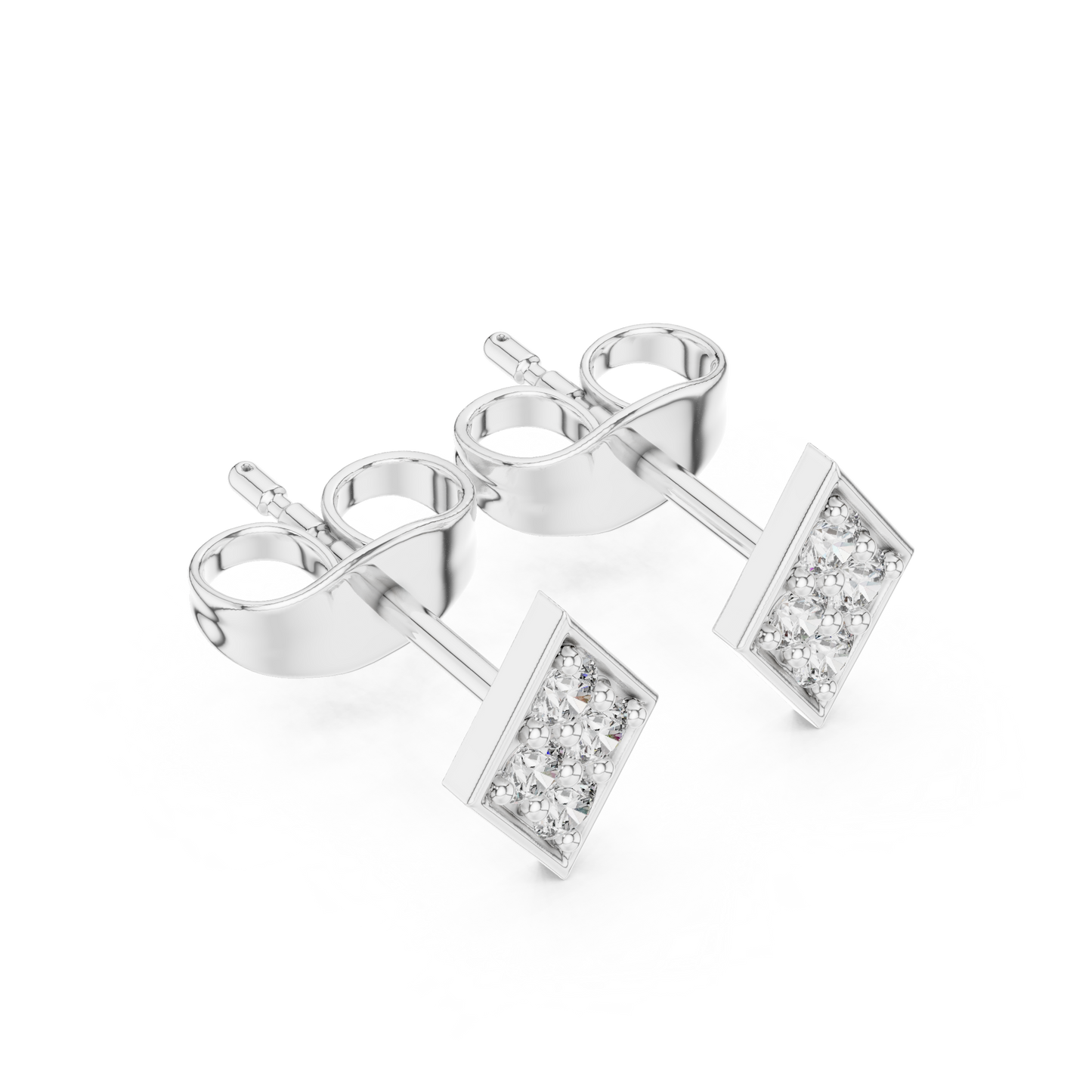 Rhombus Aura Diamond Studs • Precision Geo Cluster • Solid Gold Shimmer Studs