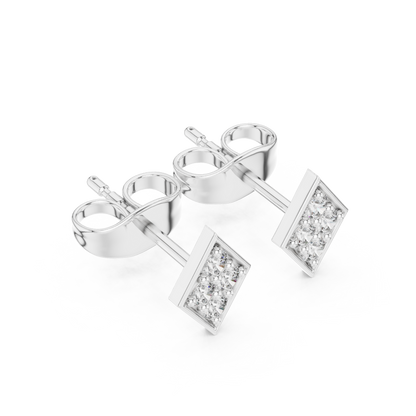 Rhombus Aura Diamond Studs • Precision Geo Cluster • Solid Gold Shimmer Studs