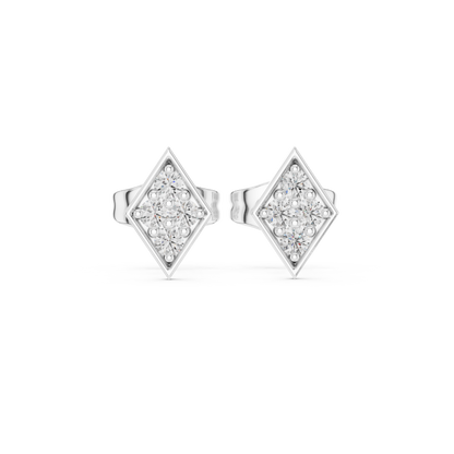 Rhombus Aura Diamond Studs • Precision Geo Cluster • Solid Gold Shimmer Studs