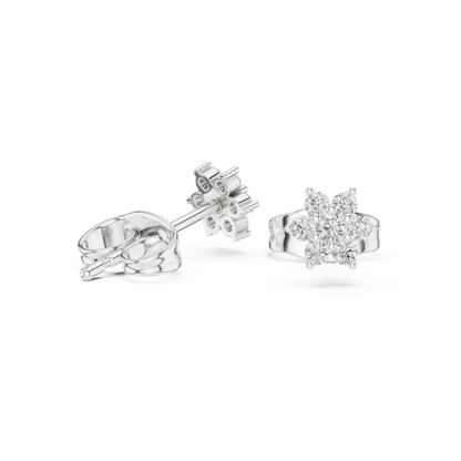 Cute Flower CZ Stud Earrings, Small Cluster Studs, Birthday Gift Earrings for Her