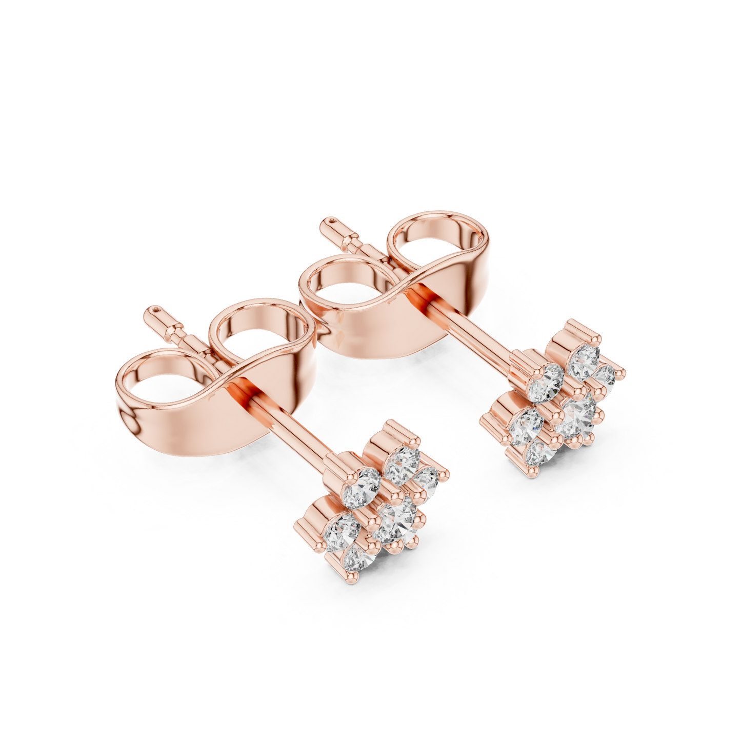 Cute Flower CZ Stud Earrings, Small Cluster Studs, Birthday Gift Earrings for Her