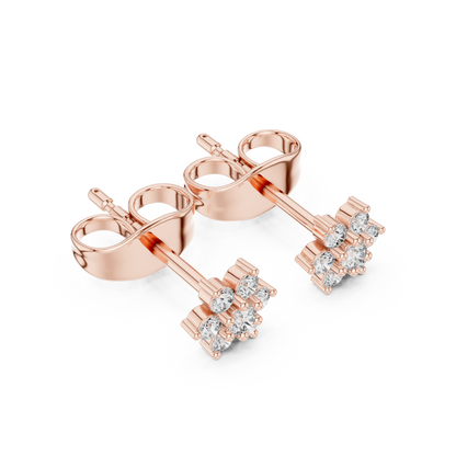 Cute Flower CZ Stud Earrings, Small Cluster Studs, Birthday Gift Earrings for Her