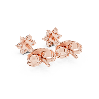 Cute Flower CZ Stud Earrings, Small Cluster Studs, Birthday Gift Earrings for Her