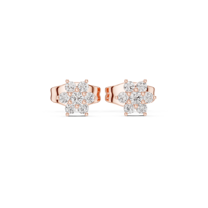 Cute Flower CZ Stud Earrings, Small Cluster Studs, Birthday Gift Earrings for Her