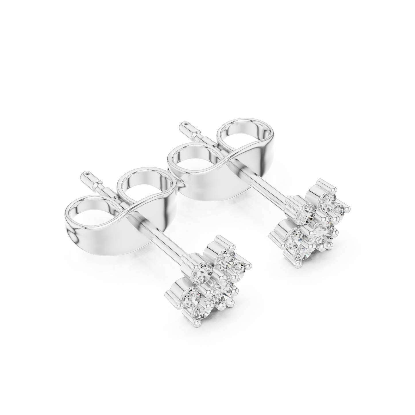 Cute Flower CZ Stud Earrings, Small Cluster Studs, Birthday Gift Earrings for Her