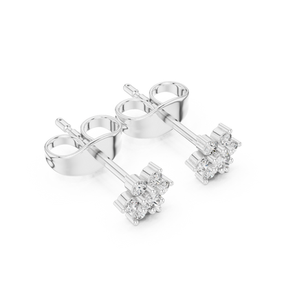 Cute Flower CZ Stud Earrings, Small Cluster Studs, Birthday Gift Earrings for Her