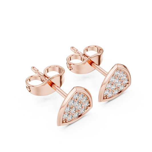 Geometric Pavé Earrings / Triangle Stud Earrings / Modern Luxury Jewelry in Gold