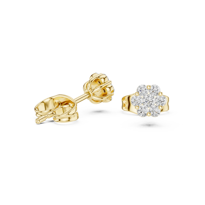 Bridal Diamond Stud Earrings, Gold Flower Cluster Studs, Wedding Jewelry, Dainty Diamond Earrings