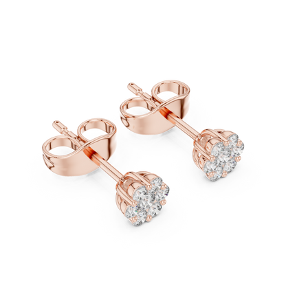 Bridal Diamond Stud Earrings, Gold Flower Cluster Studs, Wedding Jewelry, Dainty Diamond Earrings