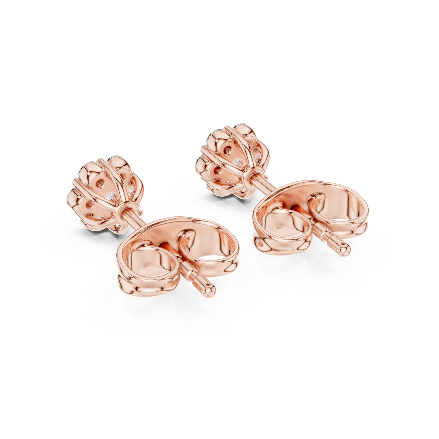 Bridal Diamond Stud Earrings, Gold Flower Cluster Studs, Wedding Jewelry, Dainty Diamond Earrings