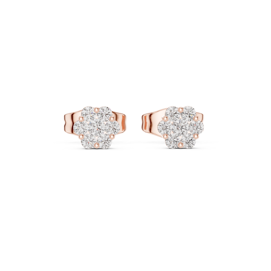 Bridal Diamond Stud Earrings, Silver Flower Cluster Studs, Wedding Jewelry, Dainty Diamond Earrings