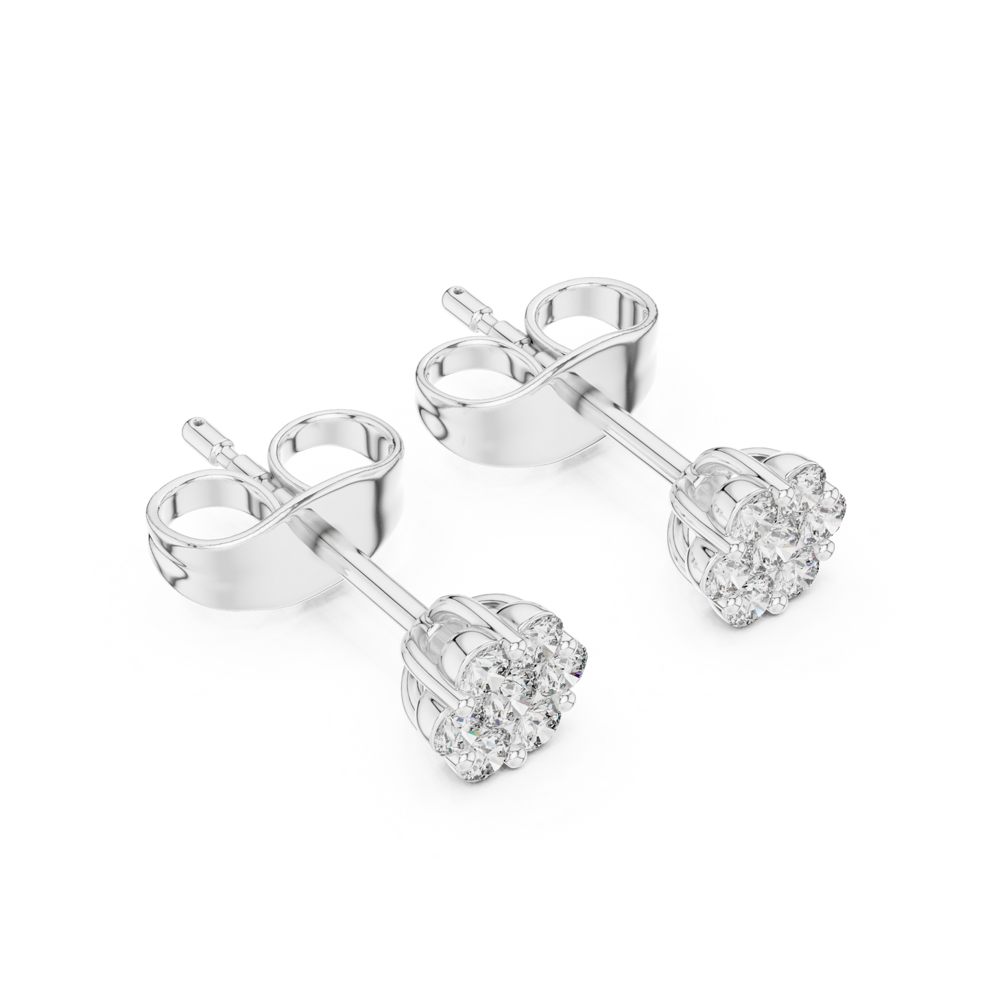 Bridal Diamond Stud Earrings, Gold Flower Cluster Studs, Wedding Jewelry, Dainty Diamond Earrings