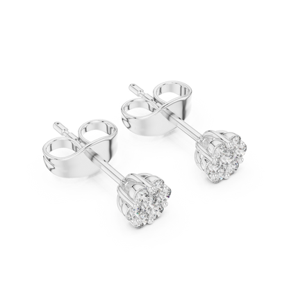 Bridal Diamond Stud Earrings, Gold Flower Cluster Studs, Wedding Jewelry, Dainty Diamond Earrings