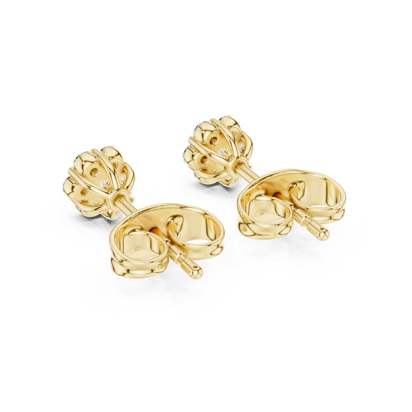 Bridal Diamond Stud Earrings, Gold Flower Cluster Studs, Wedding Jewelry, Dainty Diamond Earrings