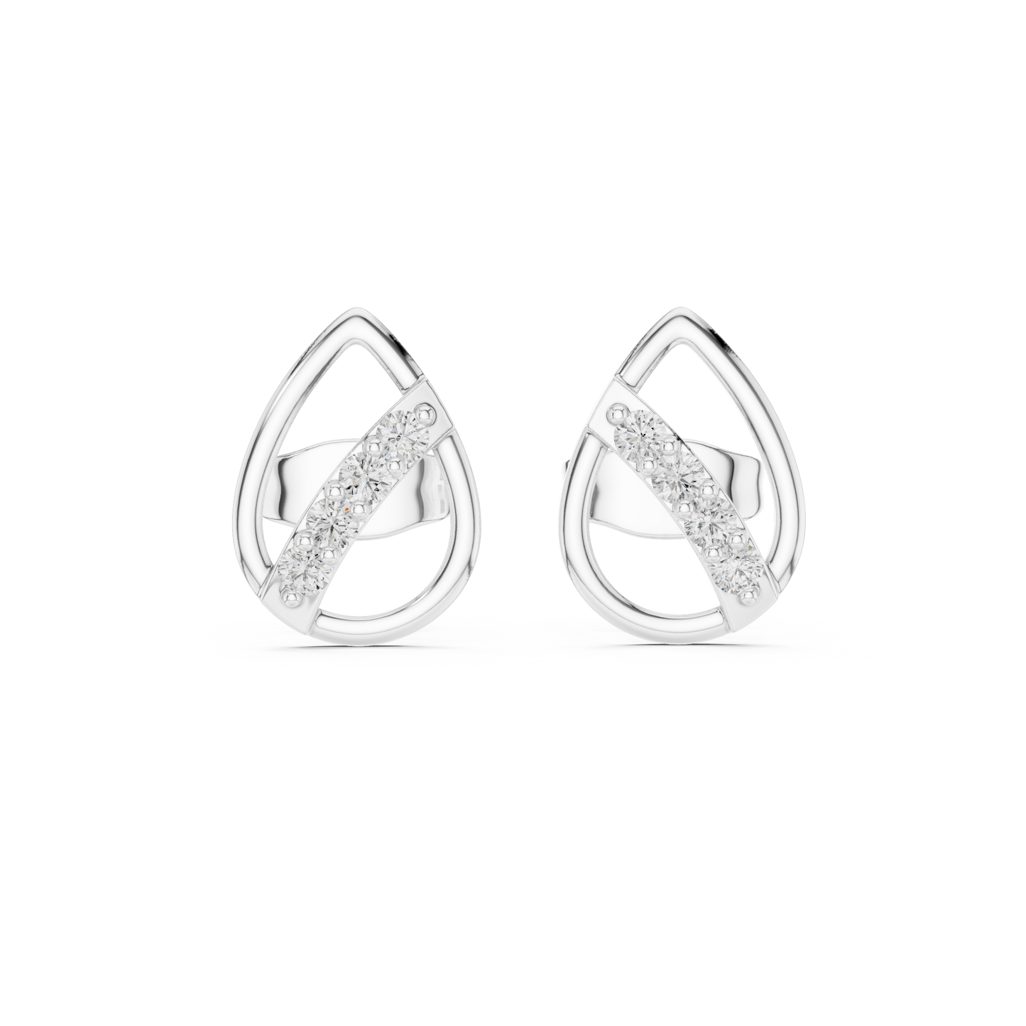 Museum-Inspired Diamond Earrings, Minimalist D Shape Studs, 14K Gold High Design Jewelry, Rare Silhouette