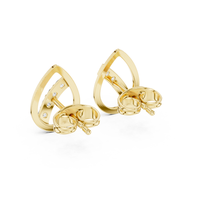 Museum-Inspired Diamond Earrings, Minimalist D Shape Studs, 14K Gold High Design Jewelry, Rare Silhouette