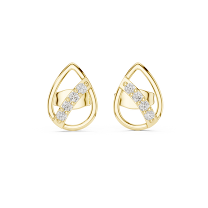 Museum-Inspired Diamond Earrings, Minimalist D Shape Studs, 14K Gold High Design Jewelry, Rare Silhouette
