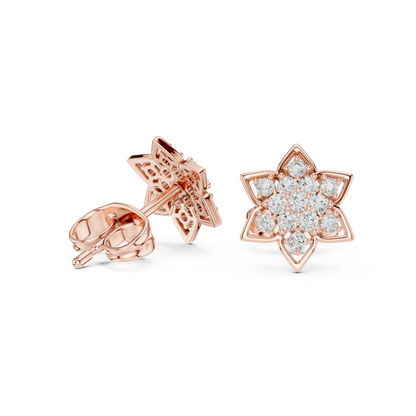 Serene Blossom Diamond Studs – Elegant Lotus Petal Arrangement - Ultimate Gift for Loved Ones
