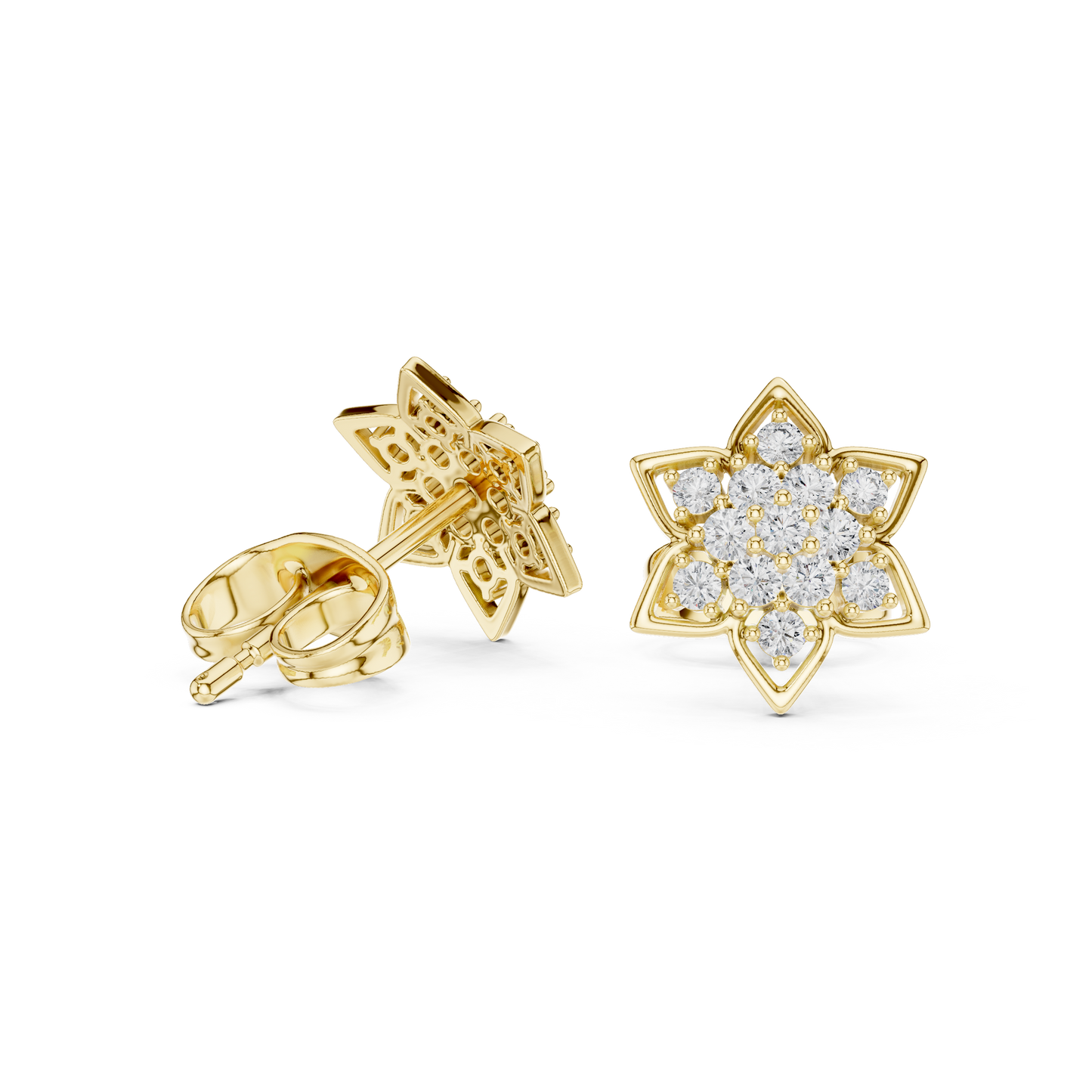 Serene Blossom Diamond Studs – Elegant Lotus Petal Arrangement - Ultimate Gift for Loved Ones
