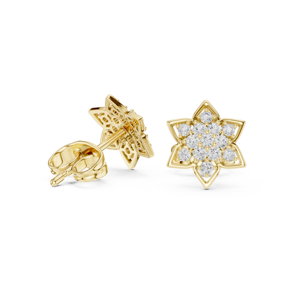 Serene Blossom Diamond Studs – Elegant Lotus Petal Arrangement - Ultimate Gift for Loved Ones