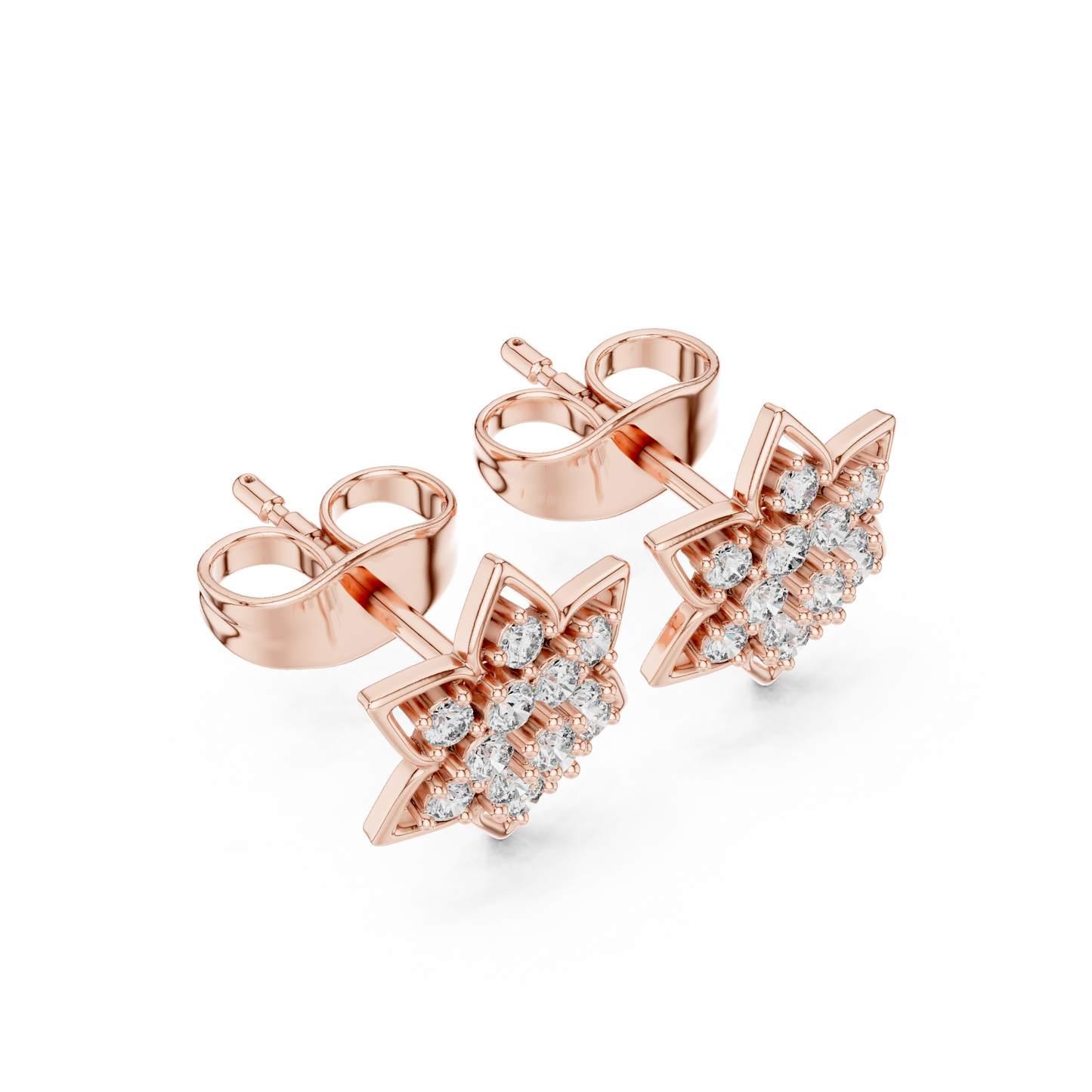 Serene Blossom Diamond Studs – Elegant Lotus Petal Arrangement - Ultimate Gift for Loved Ones