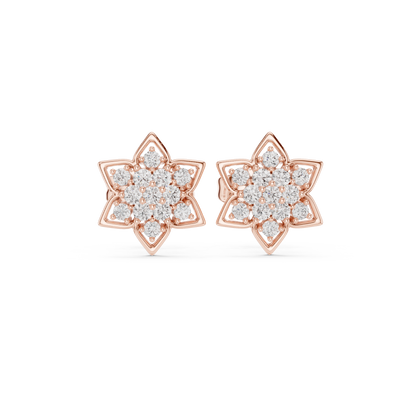 Serene Blossom Diamond Studs – Elegant Lotus Petal Arrangement - Ultimate Gift for Loved Ones