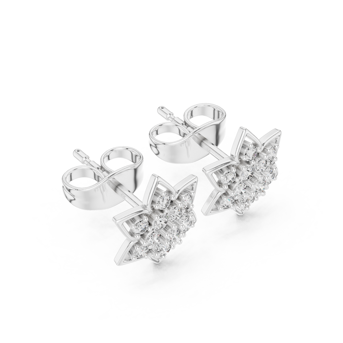 Serene Blossom Diamond Studs – Elegant Lotus Petal Arrangement - Ultimate Gift for Loved Ones
