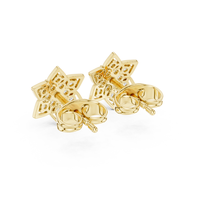 Serene Blossom Diamond Studs – Elegant Lotus Petal Arrangement - Ultimate Gift for Loved Ones